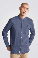 TIMBERLAND - מכופתרת MILL RIVER בצבע כחול עם לוגו רקום - MASHBIR//365