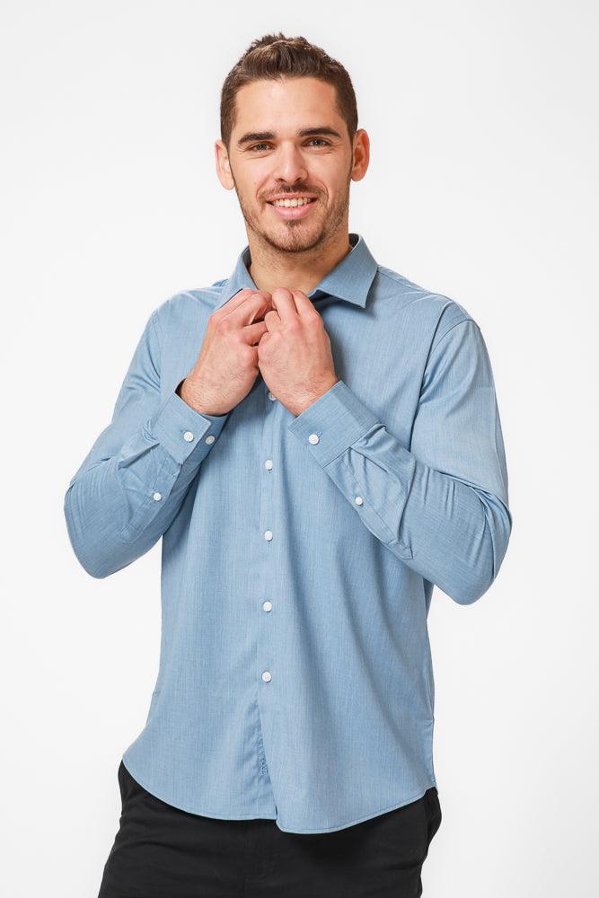 KENNETH COLE - מכופתרת מלאנג' בצבע תכלת - MASHBIR//365