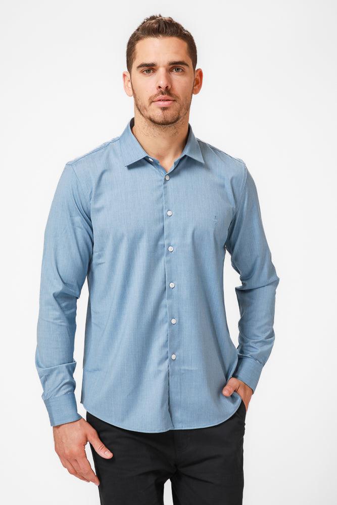 KENNETH COLE - מכופתרת מלאנג' בצבע תכלת - MASHBIR//365