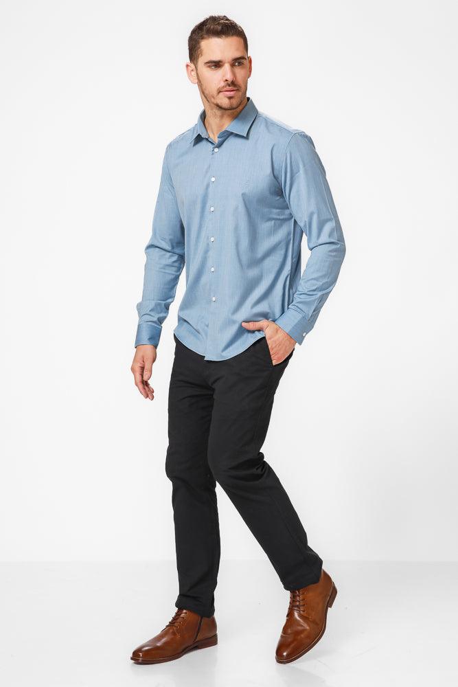 KENNETH COLE - מכופתרת מלאנג' בצבע תכלת - MASHBIR//365