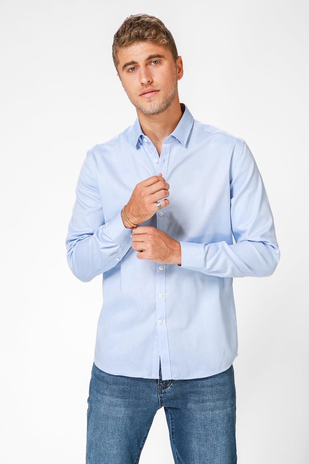 KENNETH COLE - מכופתרת סאטן בצבע תכלת - MASHBIR//365