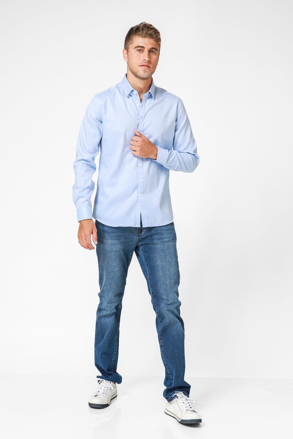 KENNETH COLE - מכופתרת סאטן בצבע תכלת - MASHBIR//365