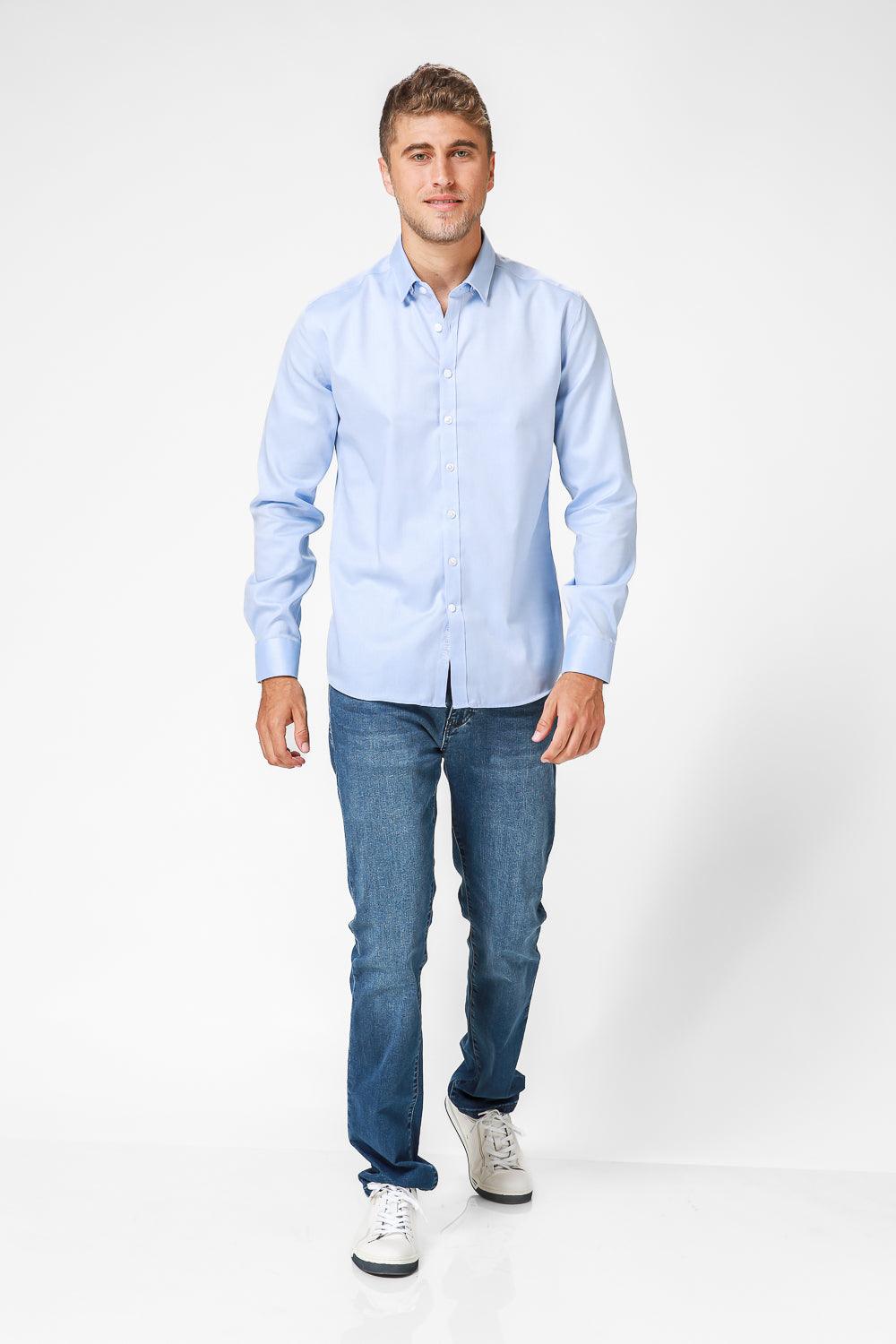 KENNETH COLE - מכופתרת סאטן בצבע תכלת - MASHBIR//365