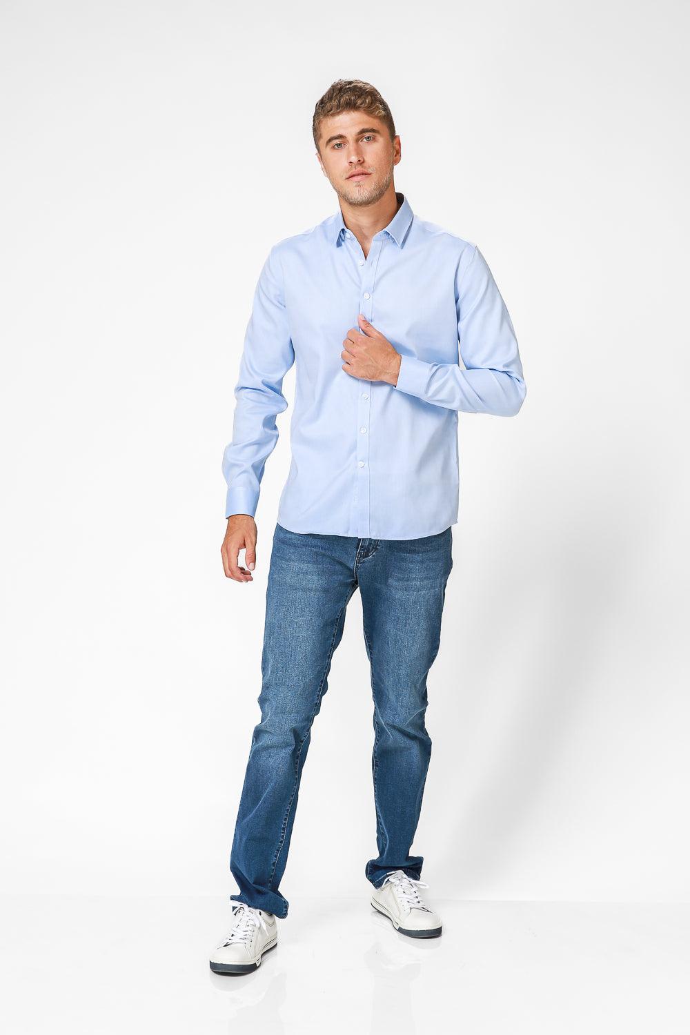 KENNETH COLE - מכופתרת סאטן בצבע תכלת - MASHBIR//365