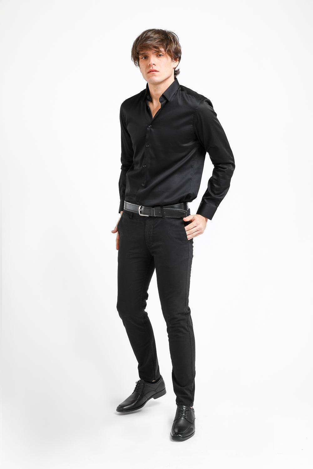 KENNETH COLE - מכופתרת סאטן שחורה - MASHBIR//365