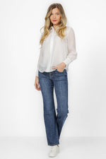 KENNETH COLE - מכופתרת שרוול ארוך בצבע לבן - MASHBIR//365