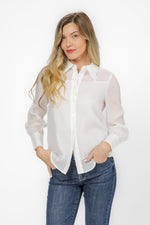 KENNETH COLE - מכופתרת שרוול ארוך בצבע לבן - MASHBIR//365