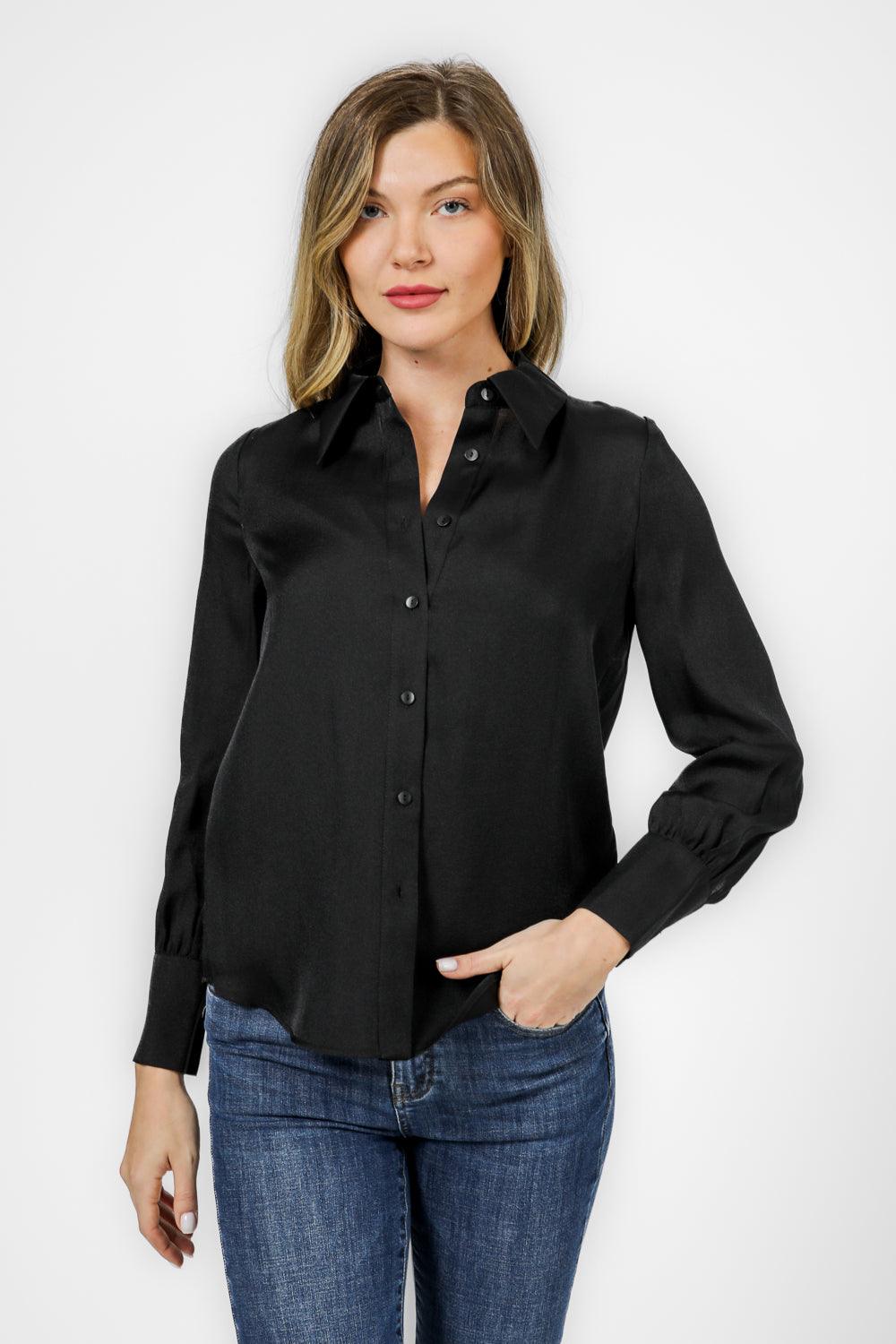 KENNETH COLE - מכופתרת שרוול ארוך בצבע שחור - MASHBIR//365