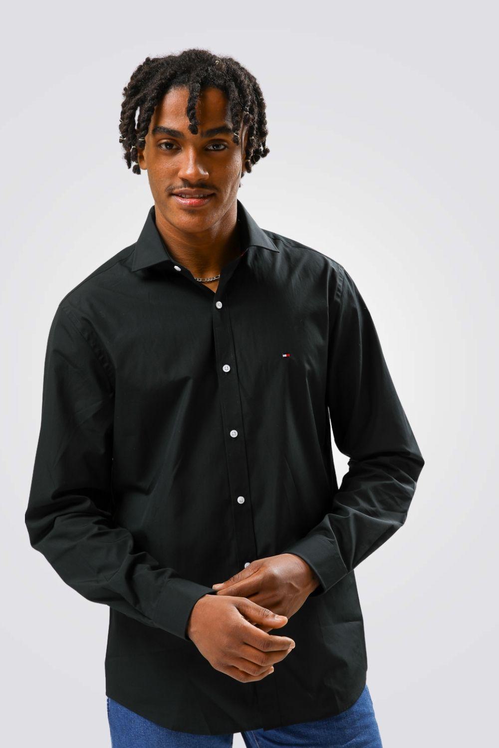 Tommy Hilfiger - מכופתרת SLIM שחורה - MASHBIR//365