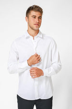 NAUTICA - מכופתרת TAILORED FIT בצבע לבן לוגו רקום - MASHBIR//365