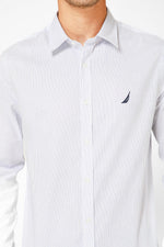 NAUTICA - מכופתרת תכלת פסים TAILORED FIT לוגו רקום - MASHBIR//365