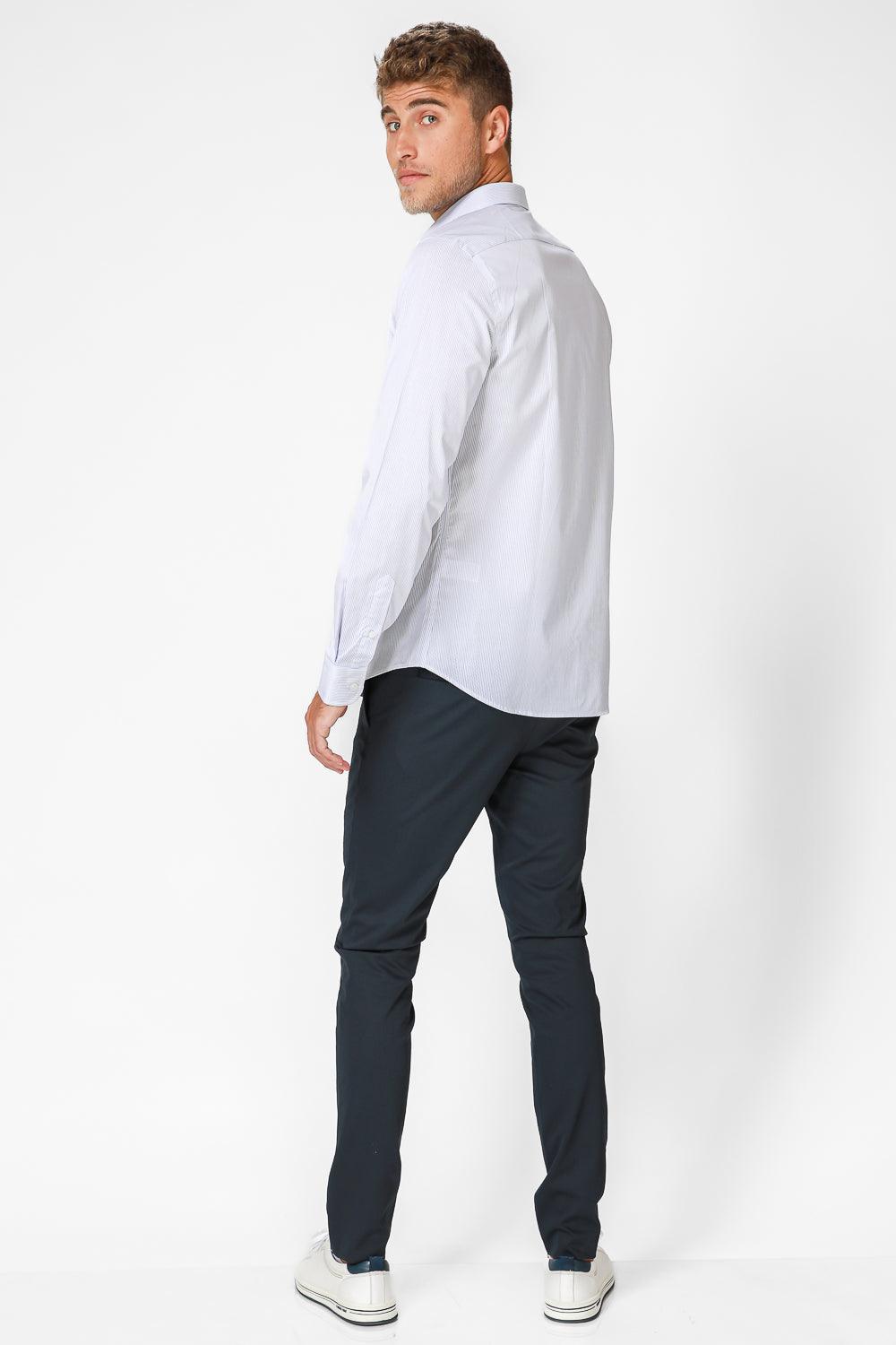 NAUTICA - מכופתרת תכלת פסים TAILORED FIT לוגו רקום - MASHBIR//365