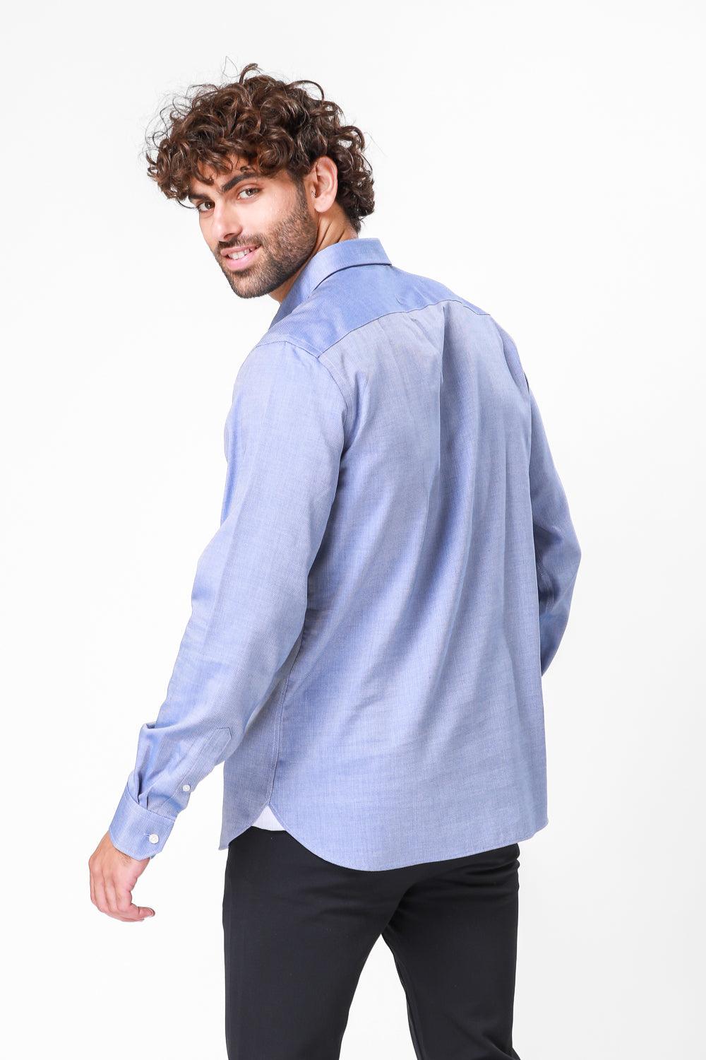 KENNETH COLE - מכופתרת כחולה קלאסית בצבע כחול - MASHBIR//365