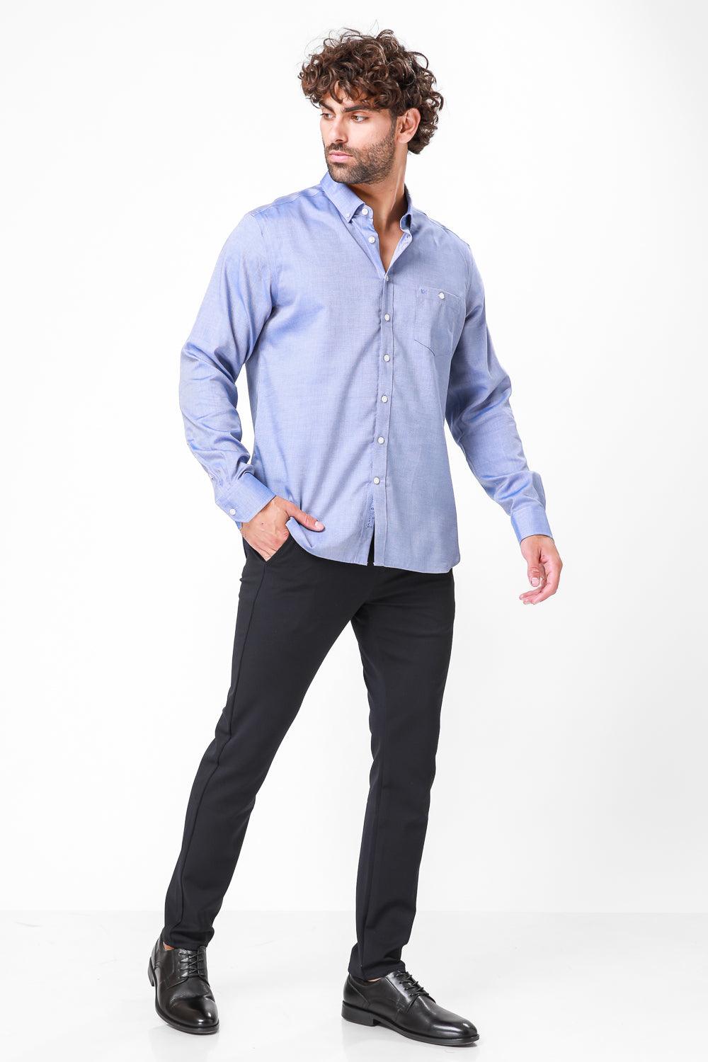 KENNETH COLE - מכופתרת כחולה קלאסית בצבע כחול - MASHBIR//365