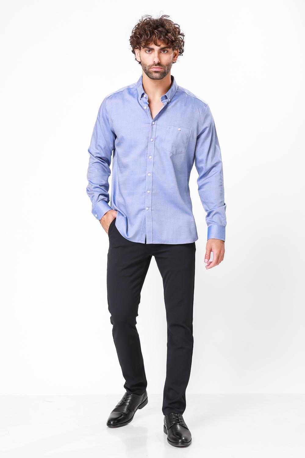 KENNETH COLE - מכופתרת כחולה קלאסית בצבע כחול - MASHBIR//365