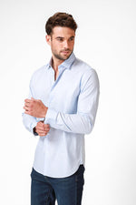 KENNETH COLE - מכופתרת כותנה בצבע LT BLUE - MASHBIR//365