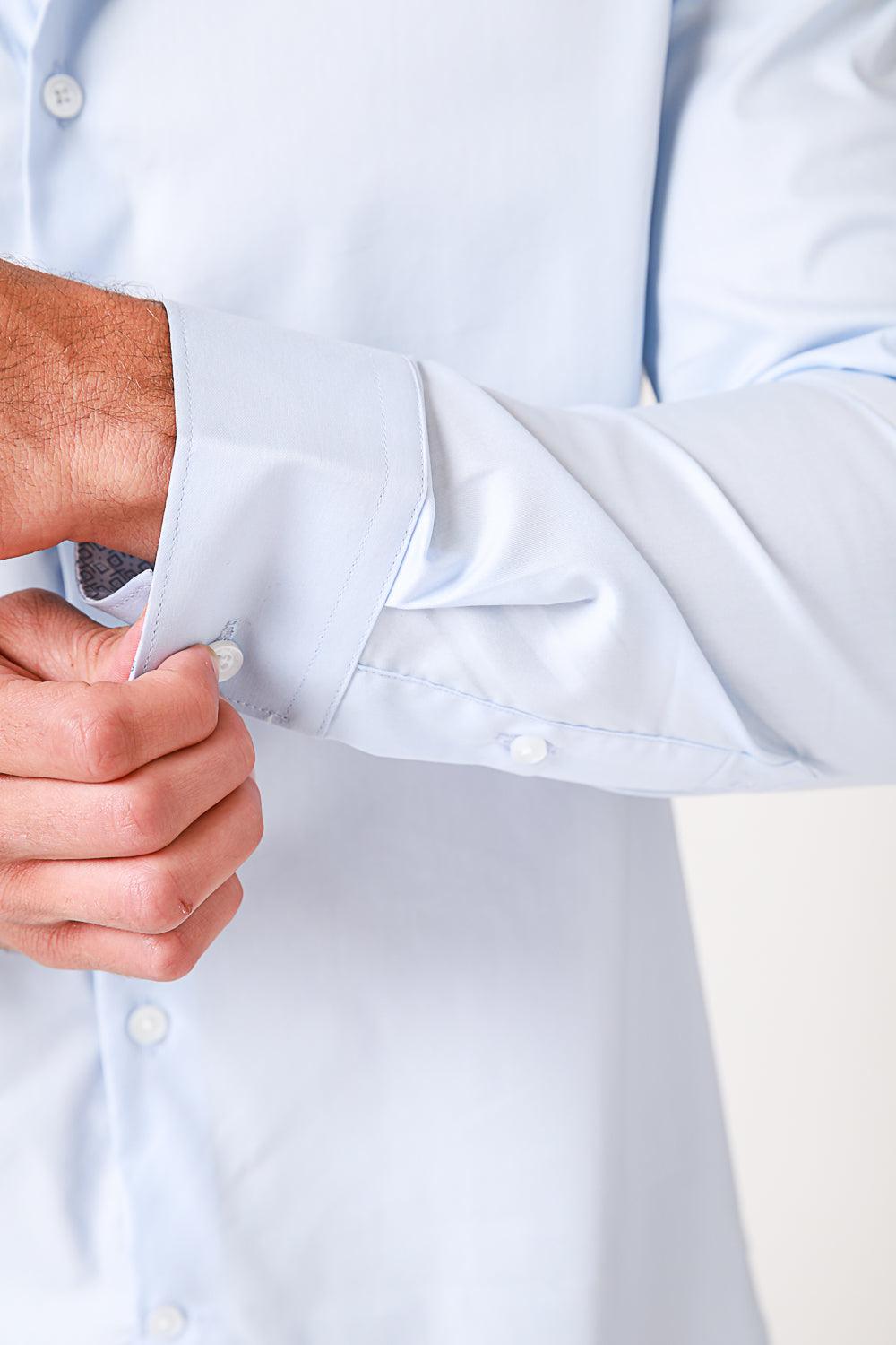 KENNETH COLE - מכופתרת כותנה בצבע LT BLUE - MASHBIR//365