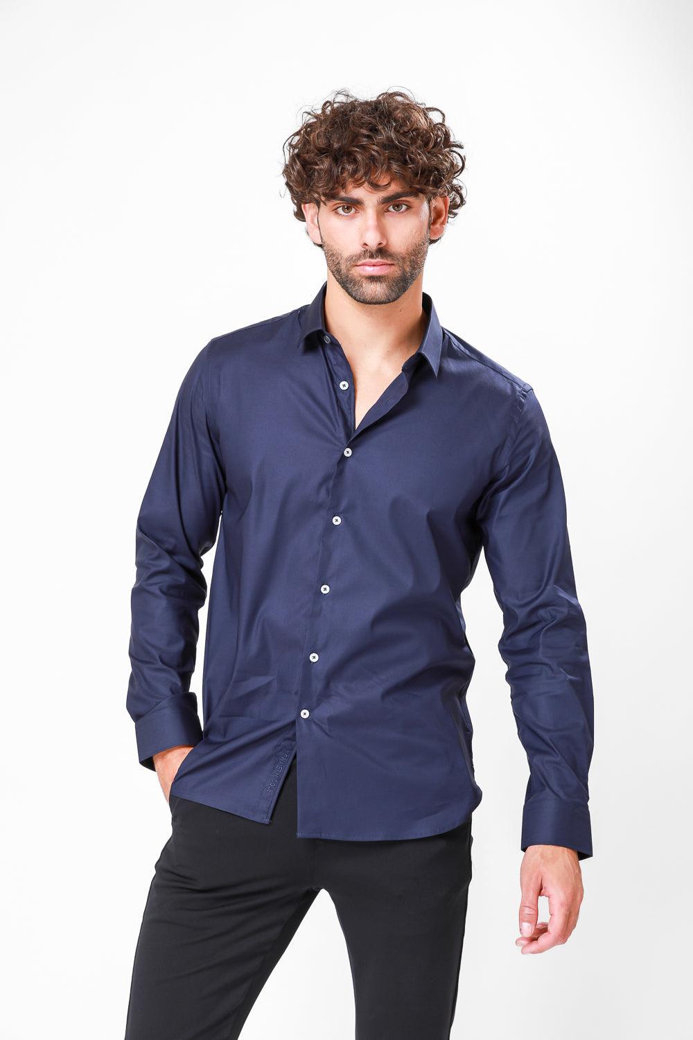 KENNETH COLE - מכופתרת כותנה בצבע נייבי - MASHBIR//365