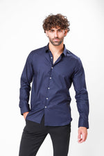 KENNETH COLE - מכופתרת כותנה בצבע נייבי - MASHBIR//365