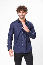 KENNETH COLE - מכופתרת כותנה בצבע נייבי - MASHBIR//365