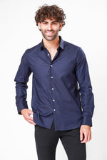 KENNETH COLE - מכופתרת כותנה בצבע נייבי - MASHBIR//365