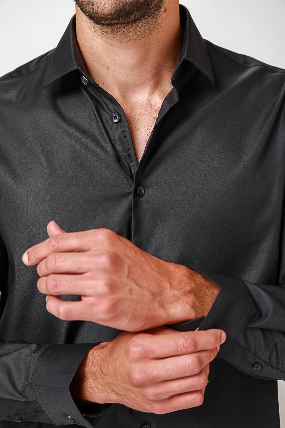 KENNETH COLE - מכופתרת כותנה בצבע שחור - MASHBIR//365