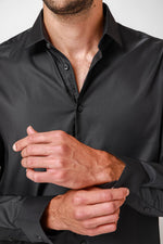 KENNETH COLE - מכופתרת כותנה בצבע שחור - MASHBIR//365