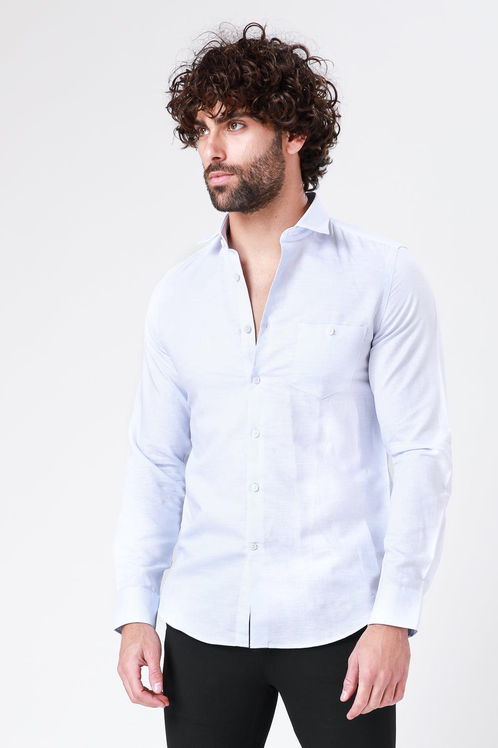 KENNETH COLE - מכופתרת כותנה בצבע כחול - MASHBIR//365