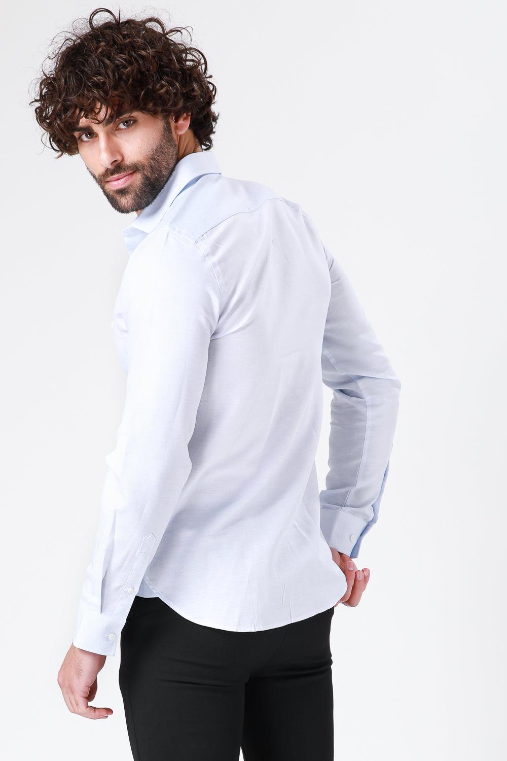 KENNETH COLE - מכופתרת כותנה בצבע כחול - MASHBIR//365