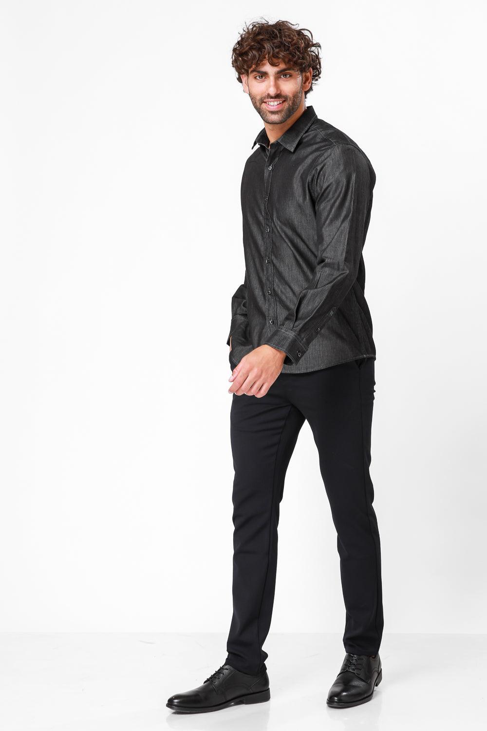 KENNETH COLE - מכופתרת WASHED DENIM שחורה - MASHBIR//365