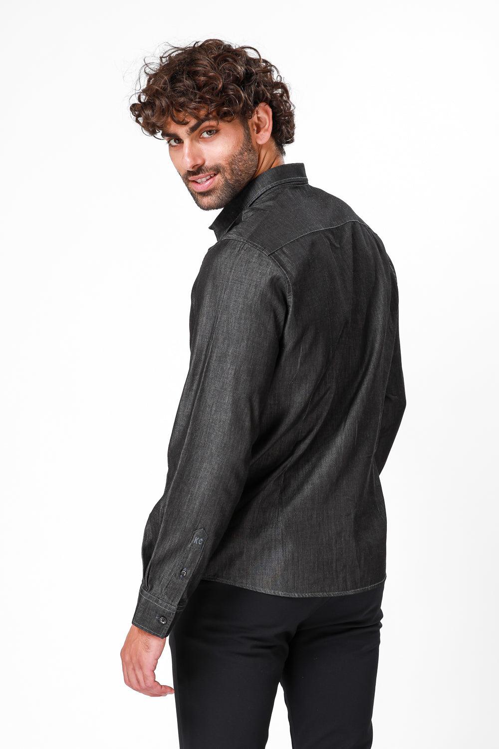 KENNETH COLE - מכופתרת WASHED DENIM שחורה - MASHBIR//365