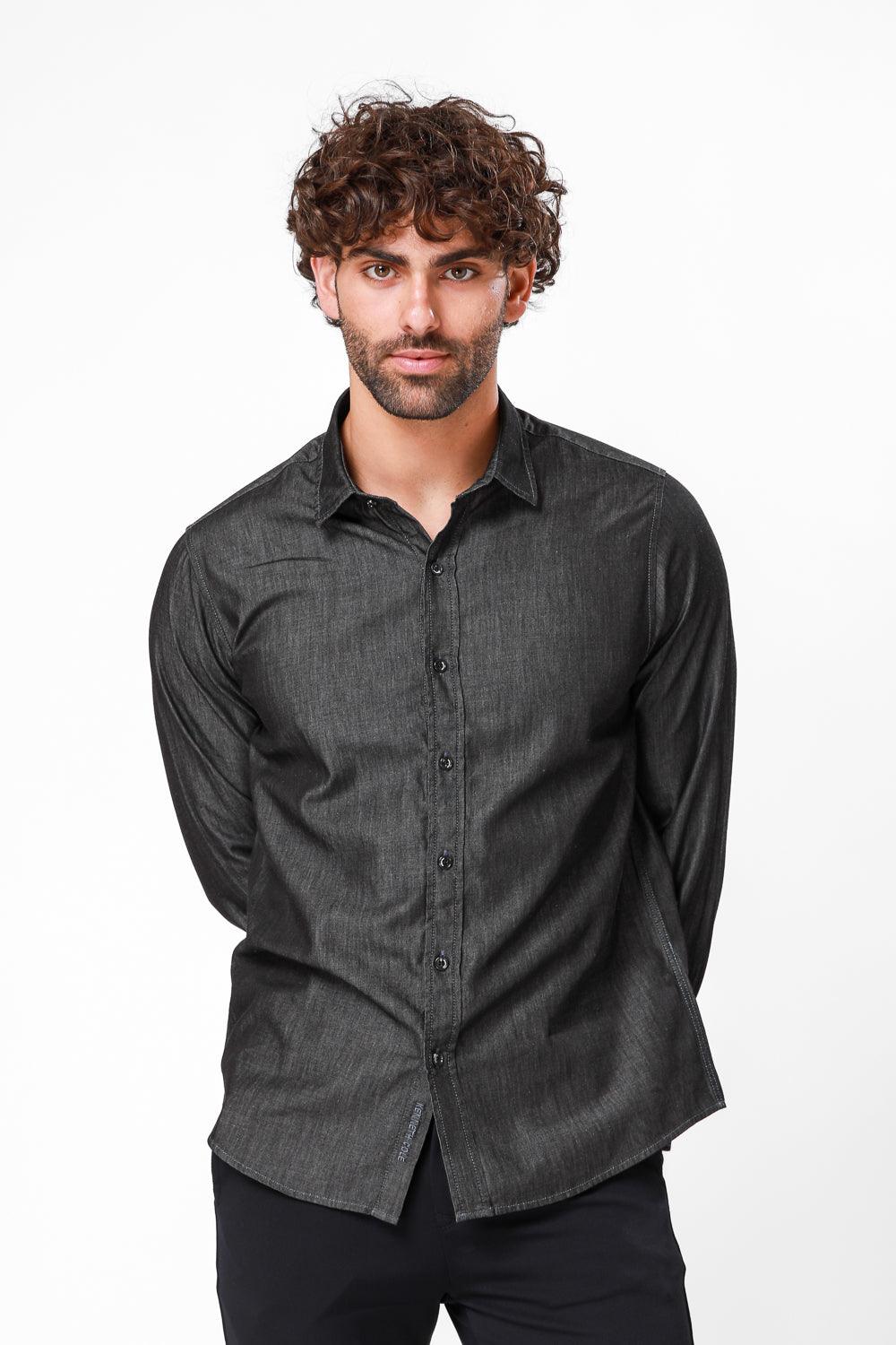 KENNETH COLE - מכופתרת WASHED DENIM שחורה - MASHBIR//365