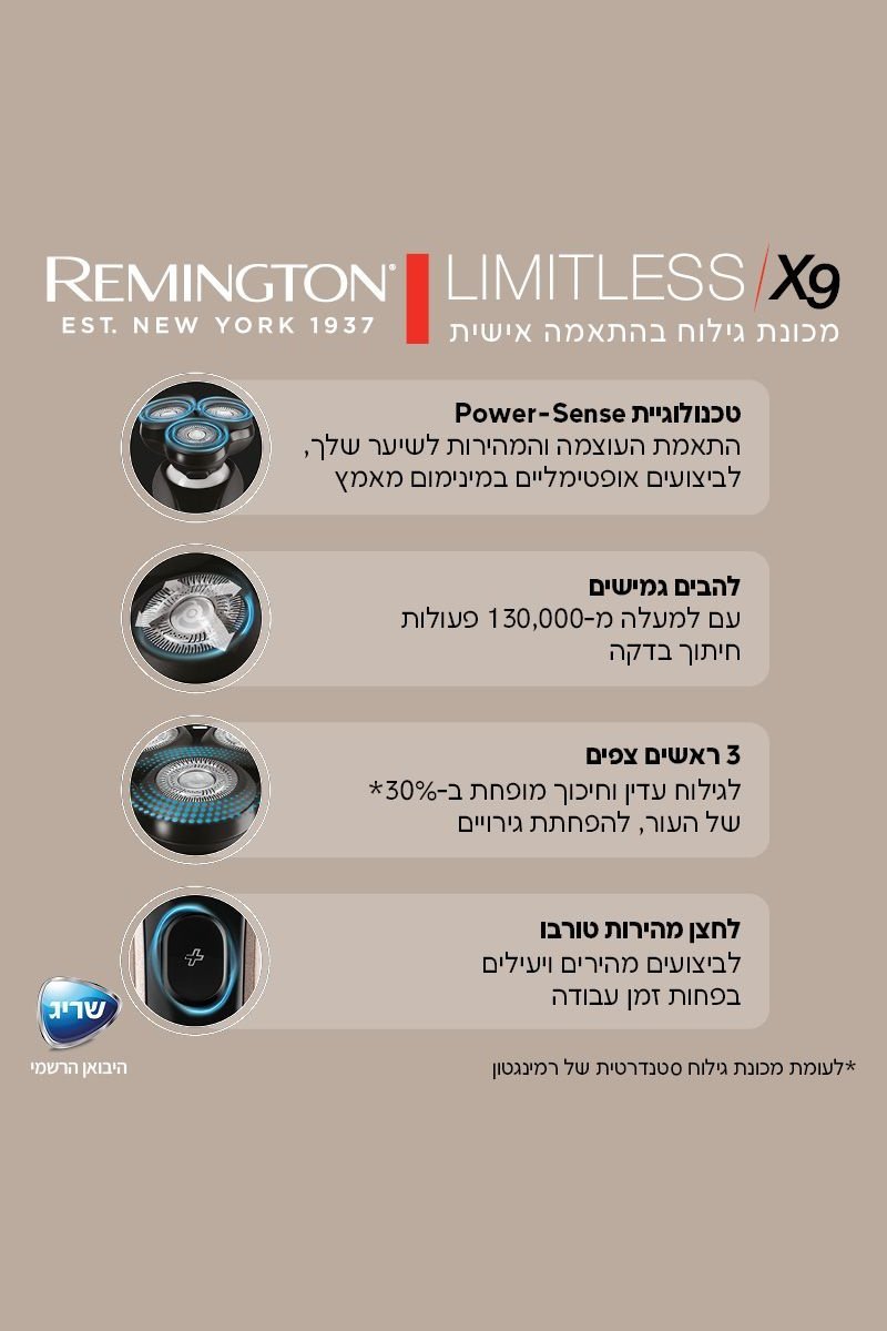 REMINGTON - מכונת גילוח LIMITLESS X9 דגם XR1790 - MASHBIR//365