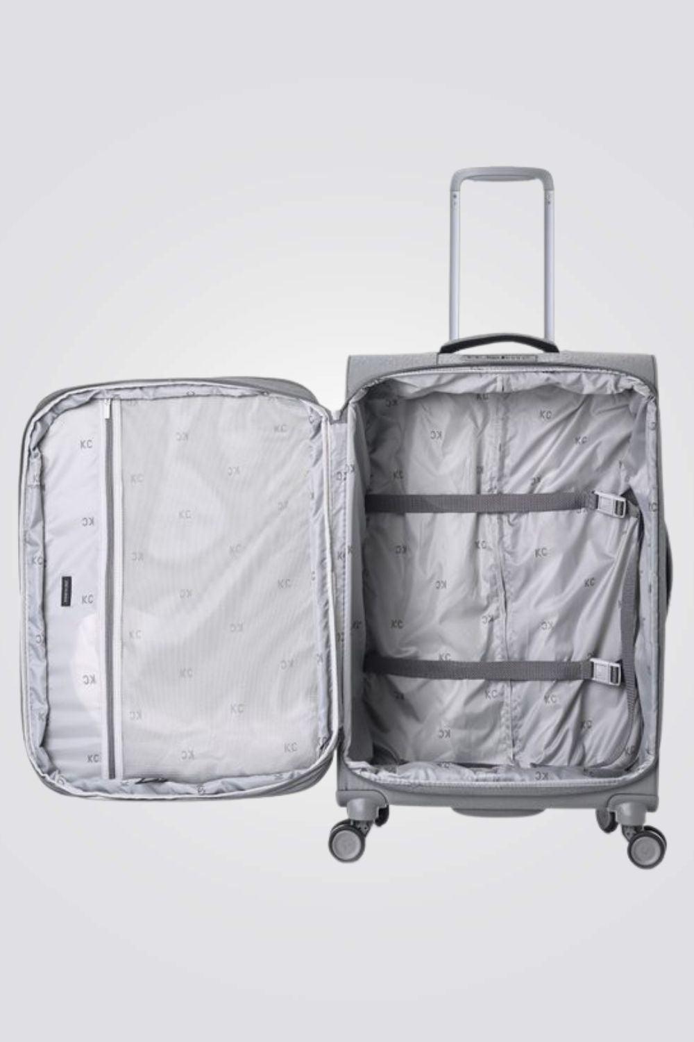 KENNETH COLE - מזוודה מבד בינונית 24'' BROOKLYN בצבע אפור - MASHBIR//365