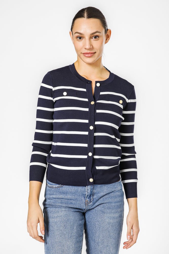 קרדיגן פסים כחול כהה | קנת קול