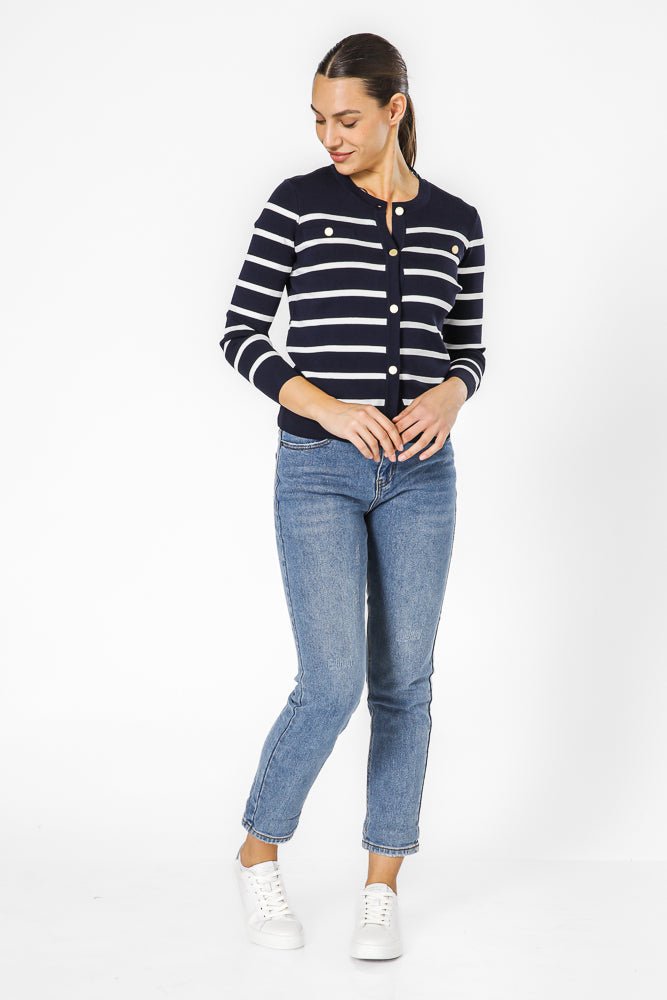 קרדיגן פסים כחול כהה | קנת קול