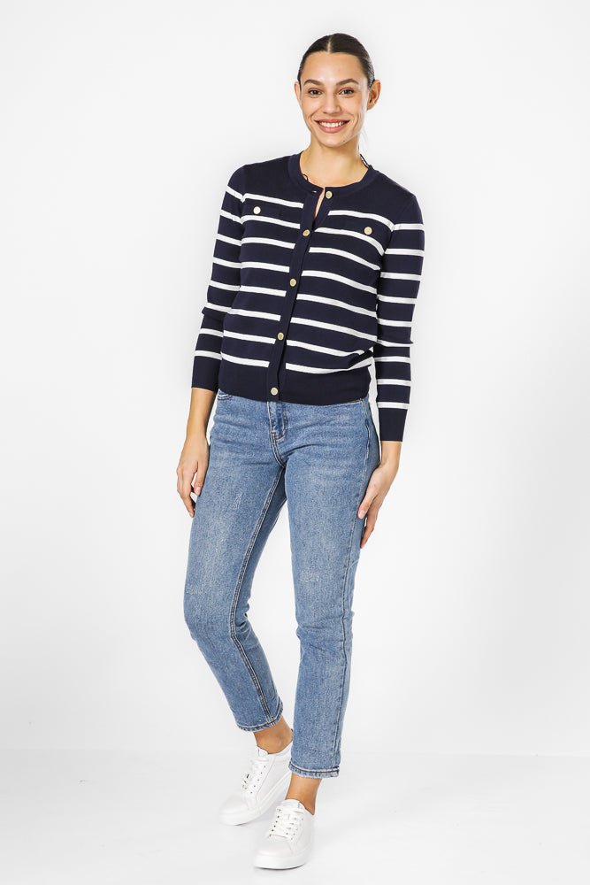 קרדיגן פסים כחול כהה | קנת קול
