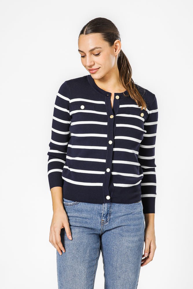 קרדיגן פסים כחול כהה | קנת קול