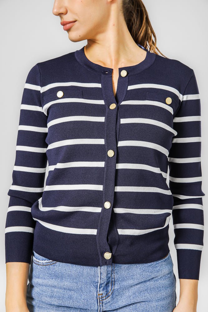 קרדיגן פסים כחול כהה | קנת קול