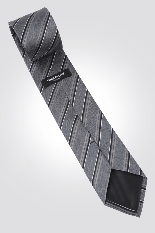 KENNETH COLE - עניבת פסים בצבע אפור - MASHBIR//365