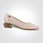 LADY COMFORT - נעל עקב חרטום מרובע בצבע בז' לקה - MASHBIR//365 - 1