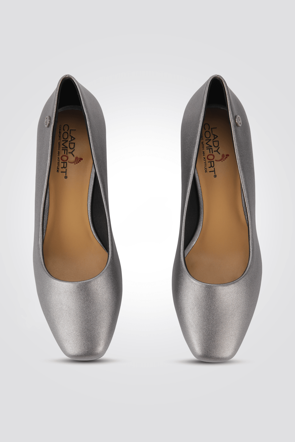 LADY COMFORT - נעל עקב חרטום מרובע בצבע כסף - MASHBIR//365