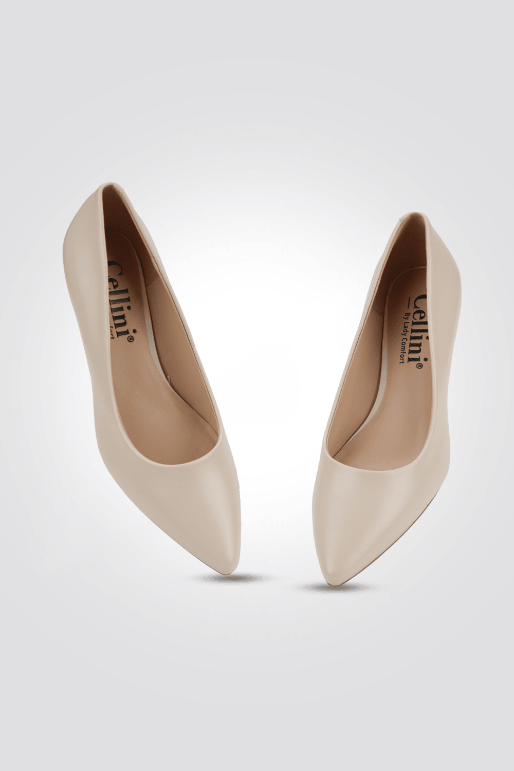 LADY COMFORT - נעל עקב שפיץ בצבע בז' - MASHBIR//365