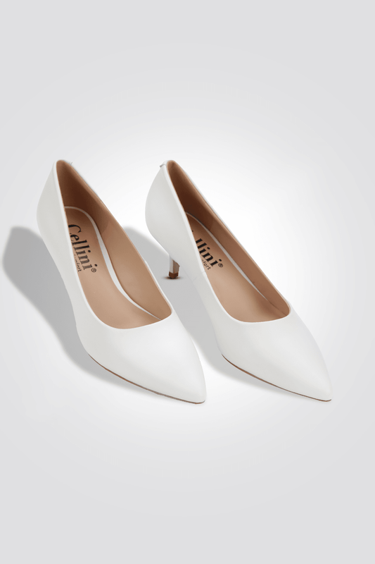LADY COMFORT - נעל עקב שפיץ בצבע לבן - MASHBIR//365