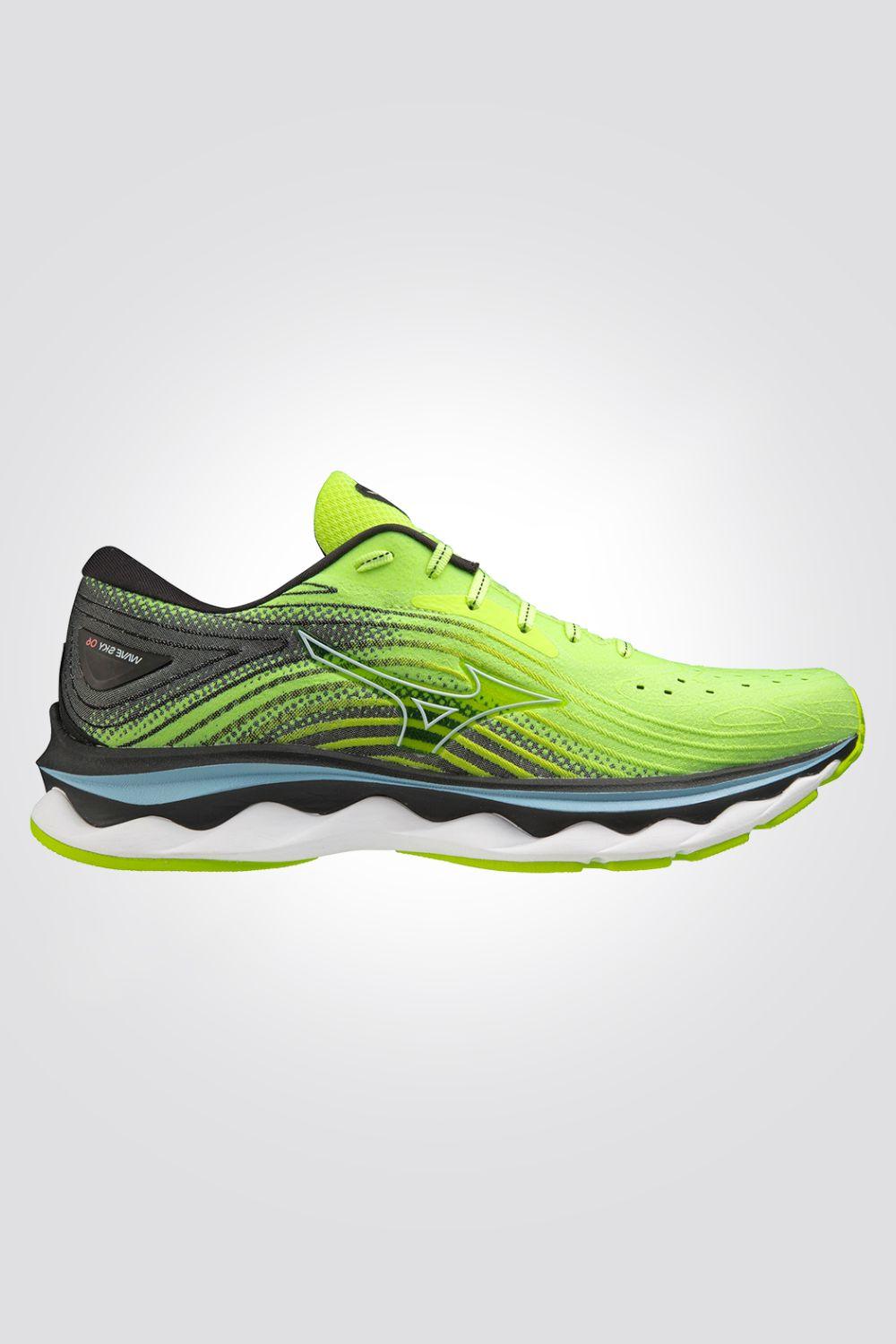 MIZUNO - נעל ריצה לגבר WAVE SKY 6 בצבע ליים - MASHBIR//365