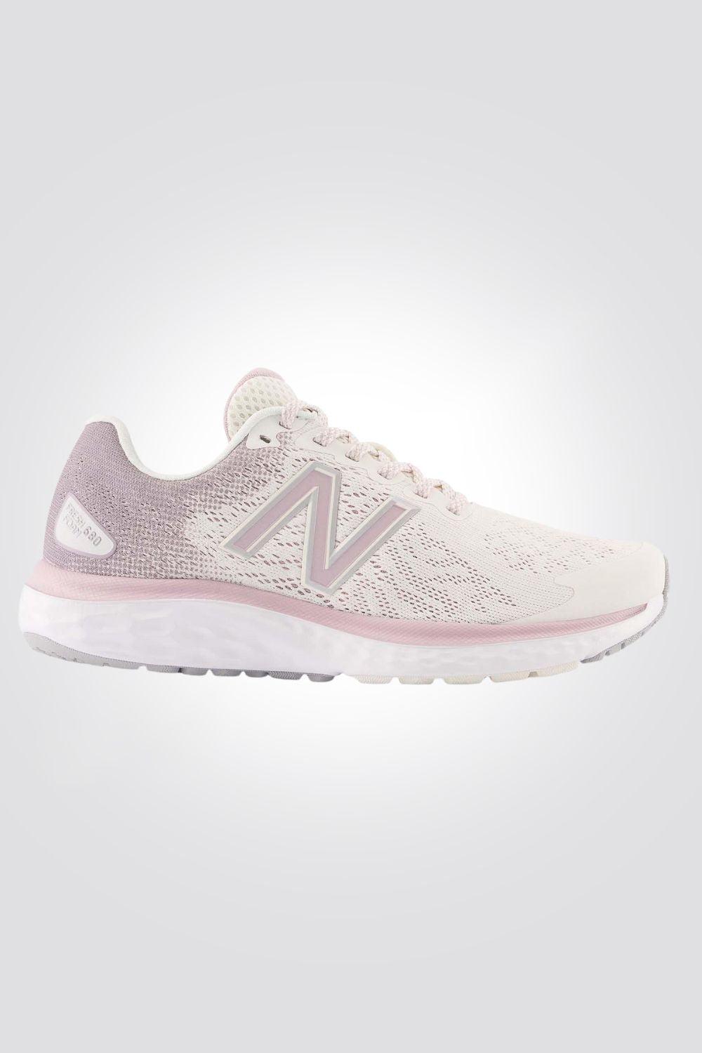 NEW BALANCE - נעל ריצה לנשים W680 בצבע לבן וורוד - MASHBIR//365