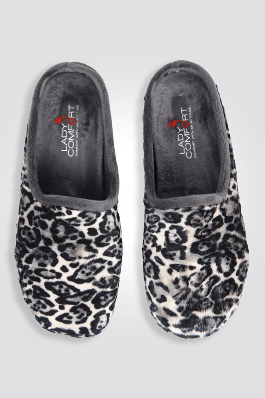 LADY COMFORT - נעלי בית מפנקות אפור מנומר - MASHBIR//365
