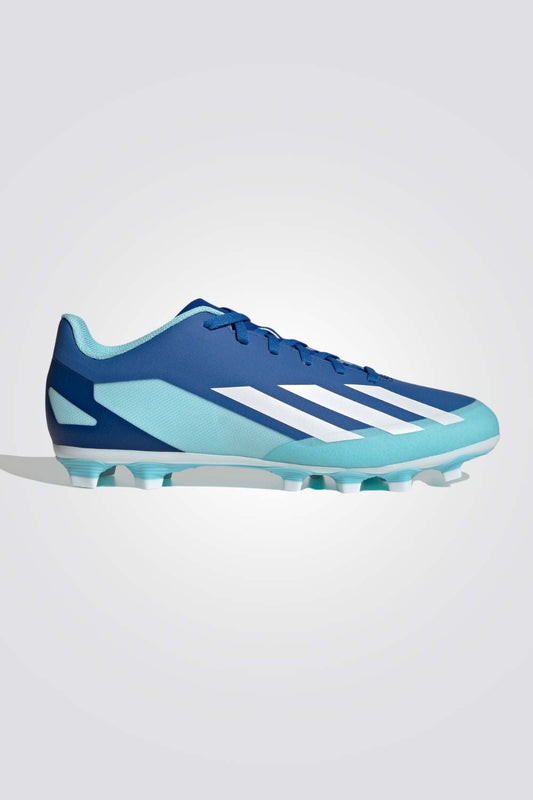 ADIDAS - נעלי כדורגל לגברים X CRAZYFAST.4 FLEXIBLE GROUND בצבע תכלת ולבן - MASHBIR//365