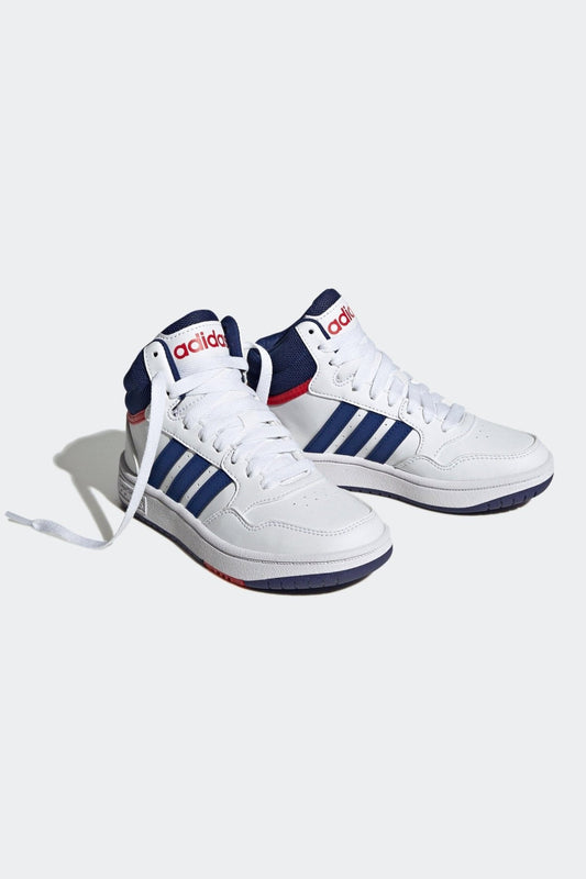 ADIDAS - נעלי כדורסל לנוער HOOPS MID 3.0 בצבע לבן וכחול - MASHBIR//365