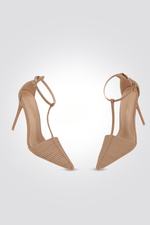 KENNETH COLE - נעלי עקב מפוספס 10 ס"מ בצבע בז' - MASHBIR//365